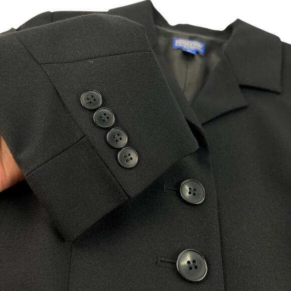 Pendleton 10 Petite Structured Hi Low Notched Collar Button Up Black Wool Blazer - Picture 6 of 13